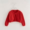 thumbnail image 4 of hengsof Girls Hollowed-Out Open Front Bolero Shrug Kids Solid Color Long Sleeve Cropped Elegant Cardigan Knit Sweater, 4 of 5