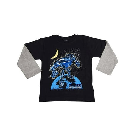 - Mish Toddler & Little Boys Long Sleeve Graphic Tee Shirt Top Many Colors SZ 2-7, 34503 BLACK SAVE THE WORLD / 3