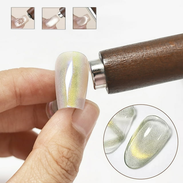 Costeam Bâton Magnétique Multi-Fonction Œil de Chat pour Ongles, Magnétique Puissant pour Effets 3D, Outil à Double Extrémité pour Design de Vernis Œil de Chat, Application Précise, Effet Holographique Intense et Création d'Art d'Ongles