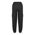 thumbnail image 5 of ZHANGDER Girls Cargo Pants Elastic Waist Drawstring Y2K Trousers with Pockets Wide Leg Jogger Pants, Black 4-5 Years, 5 of 7