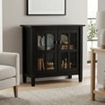 thumbnail image 2 of Simpli Home Warm Shaker 32 inch Wide Solid Wood Transitional Low Storage Cabinet in Black, 2 of 7