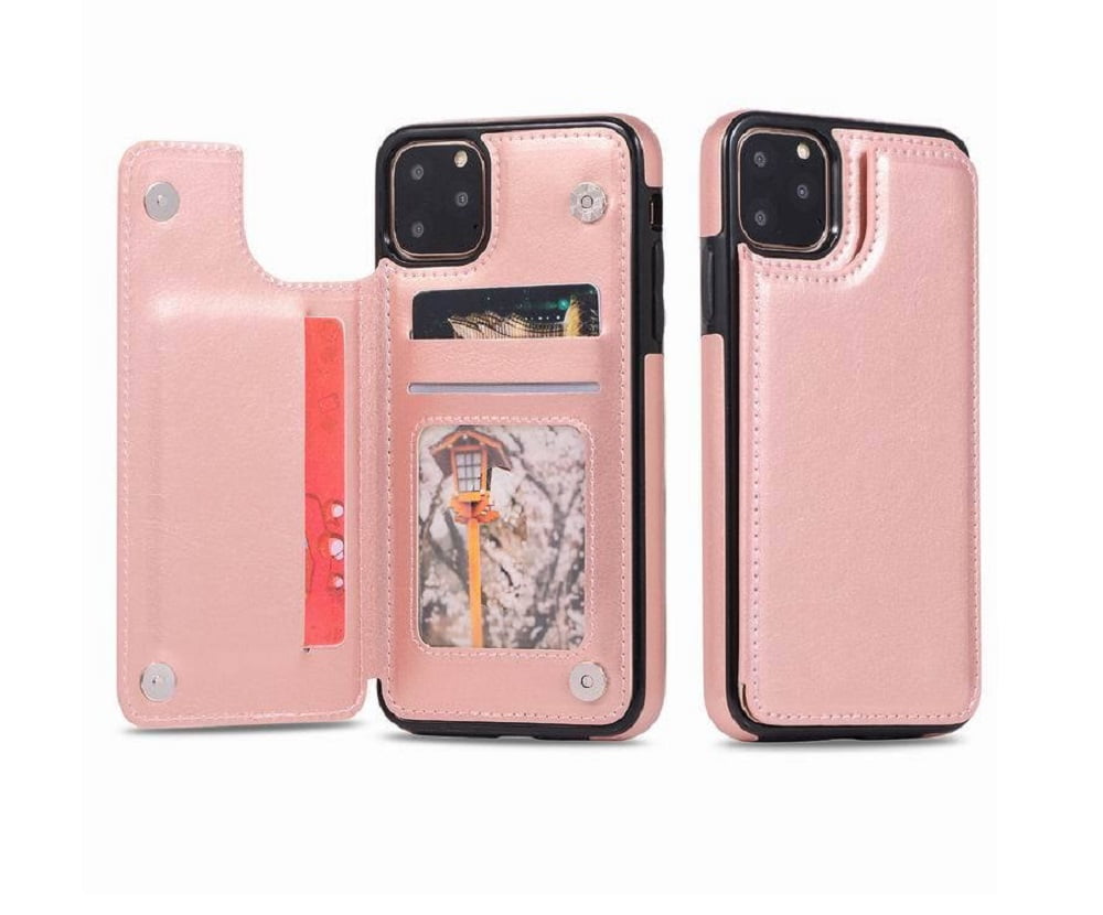 Protective Wallet Phone Case with Media Stand & Card Slot with Magnetic Clasp 