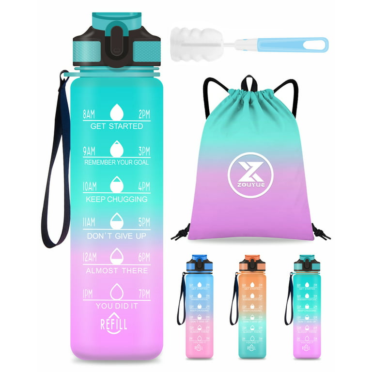 32oz Water Bottle with Time Marker & Straw lid for Gym