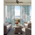 thumbnail image 4 of Teal Green Coastal Blackout Curtains, Light Blocking Print Window Curtains, Summer Lobster Coral Nautical Thermal Insulated Window Drapes for Living Room Kitchen Cafe 2 Panels, 104"W x 52"L, 4 of 9