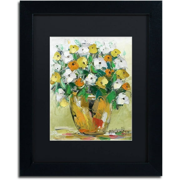 Trademark Fine Art "Spring Flowers in a Vase 4" Canvas Art by Hai Odelia, Black Matte, Black Frame