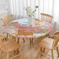 thumbnail image 3 of Pioneer Flower Floral Print Pattern Round Fitted Tablecloth with Elastic Edge,Dining Table Cover Waterproof,Outdoor Round Tablecloth for Camping,Dining,Indoor and Outdoor, 3 of 7