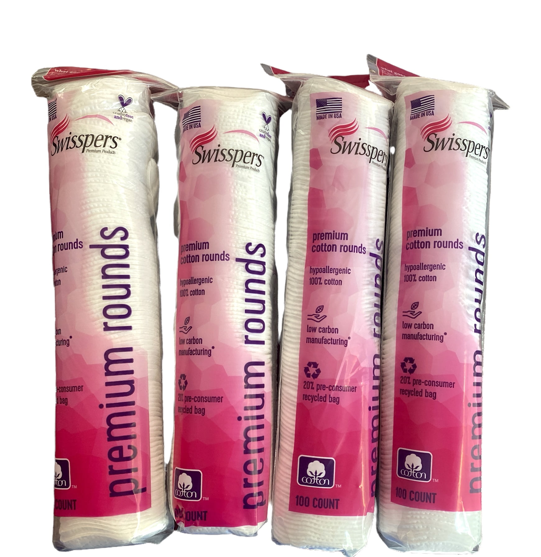 Swisspers premium cotton Rounds Hypoallergenic 100 cotton PK4 400