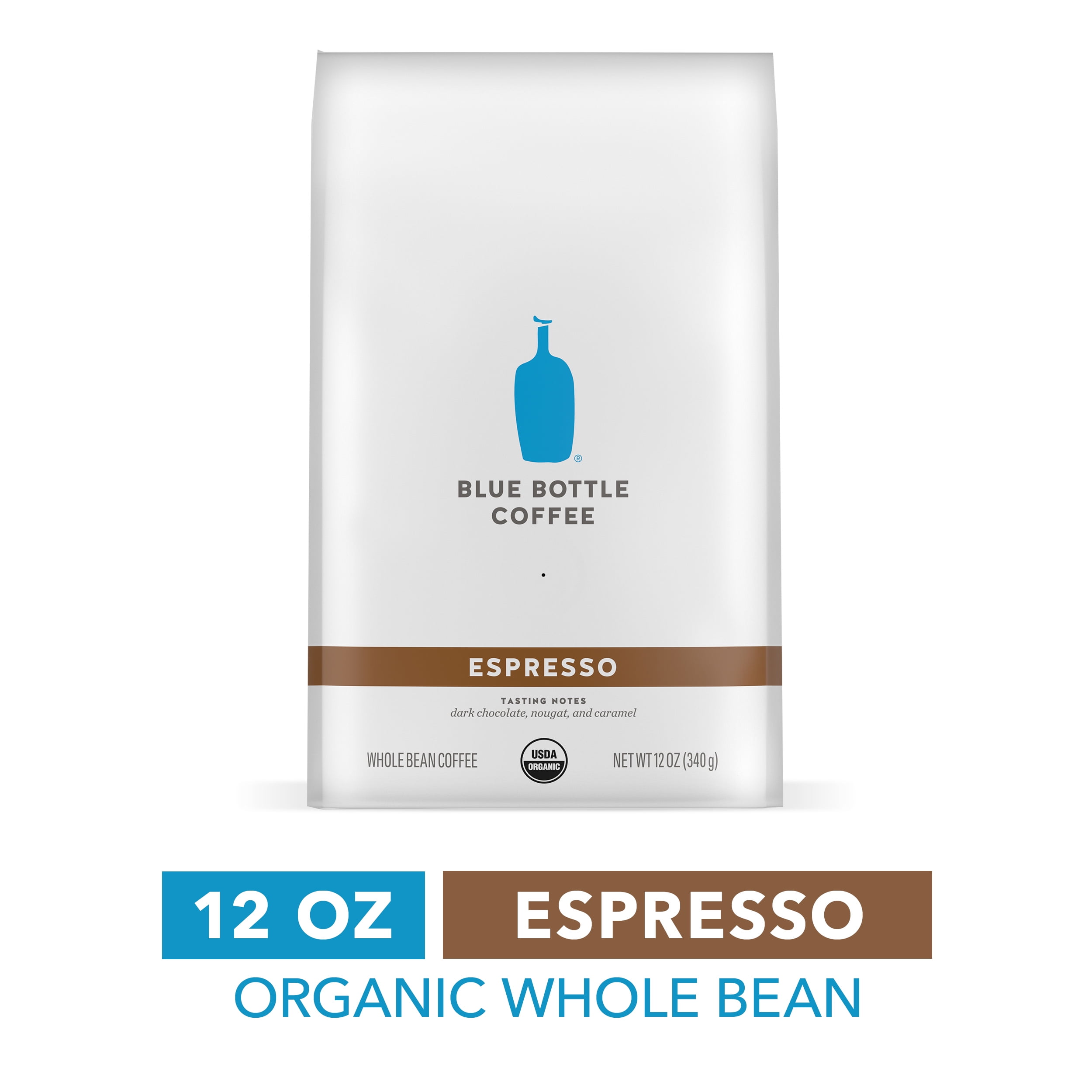 Blue Bottle Coffee Espresso, Organic, Dark Roast, Whole Bean Coffee, 12 oz
