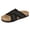 Black, variant on Women's Suede Strap Flat Sandals Slip on Lightweight Open Toe Slides Boho Slip On Vacation Beach Shoes Beige Size 8