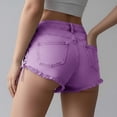 thumbnail image 4 of Oksale Low Rise Jean Shorts for Juniors Lace Up Frayed Hem Distressed Denim Shorts for Women with Pockets Y2K Fashion Clothing Jorts Purple 2XL, 4 of 6