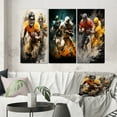 thumbnail image 1 of Designart "Dynamic Plays Yellow Football wall art II" Sports Wall Art Set Of 3 - Yellow Football Gallery Wall Set For Home Decor, 1 of 6