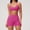 Pink, variant on PISONIC Workout Sets for Women Spaghetti Straps Halter Neck Sports Bra High Waist Biker Shorts 2 Piece Gym Outfits