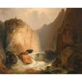 thumbnail image 2 of Adalbert Stifter 14x12 Gold Ornate Wood Frame and Double Matted Museum Art Print Titled - Felmartie - Moldauenge Near Hohenfurt (1841), 2 of 4
