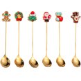 thumbnail image 1 of Juego de regalo de vajilla navideña, versión Q, juego dorado de seis piezas con cuchara navideña, 1 of 5