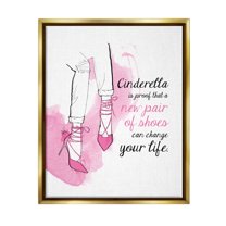 Stupell Industries Shoes Change Your Life Phrase Graphic Art Metallic Gold Floating Framed Canvas Print Wall Art, Design by Alison Petrie