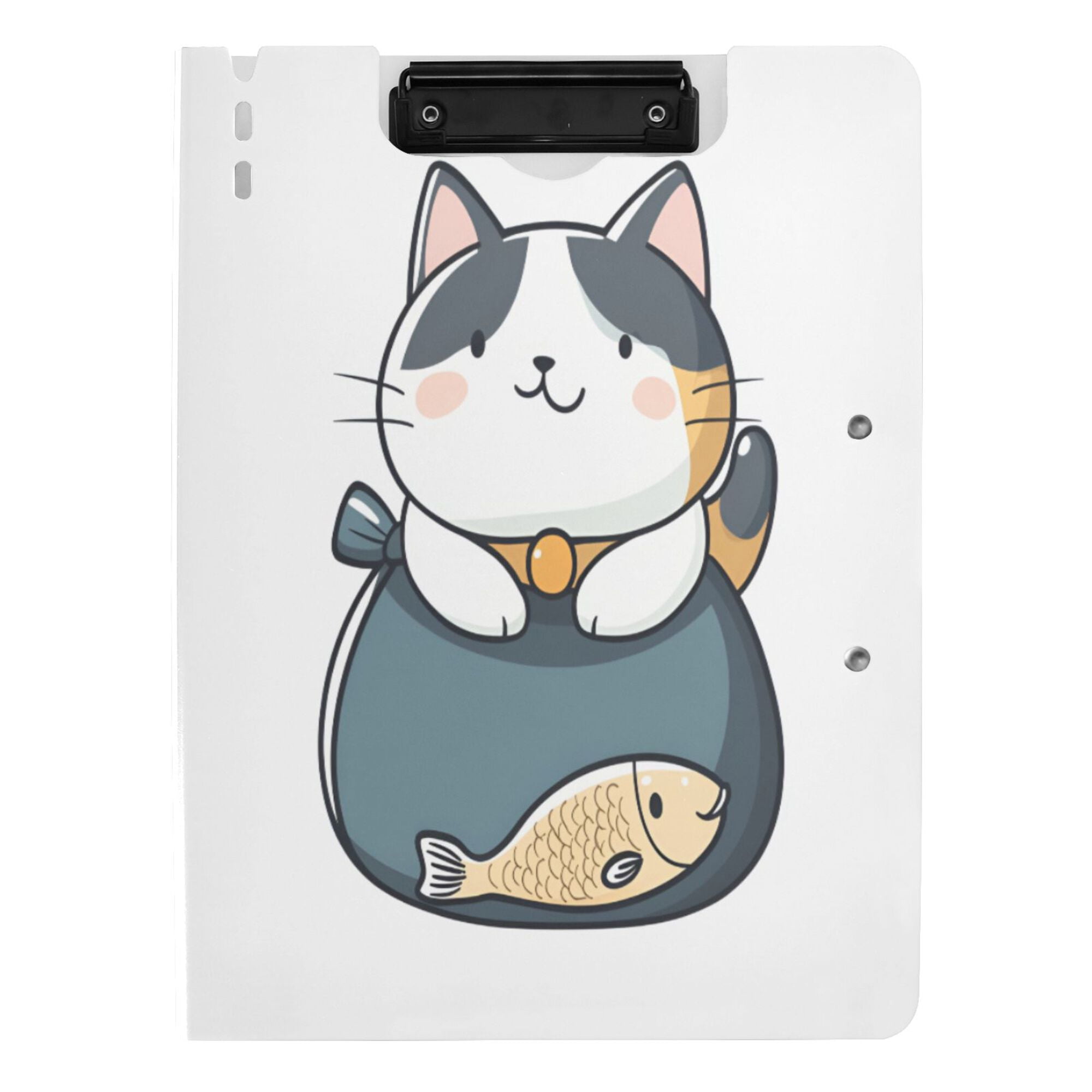 FORMRS A4 Clipboard Folder with Pen Holder Horizontal Foldable School Office Binder, Blue Cute Cat