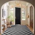 thumbnail image 6 of Softlife Classic Milk Flannel Checkered Rug for Living Room,5'x7',Black & White, 6 of 8