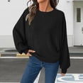 thumbnail image 2 of Fall Tops for Women, Comdrip Casual Fall Tops for Women 2025 Long Sleeves Solid Shirts Crew Neck Loose Fit Work T Shirt Womens Tops Black 2XL, 2 of 4