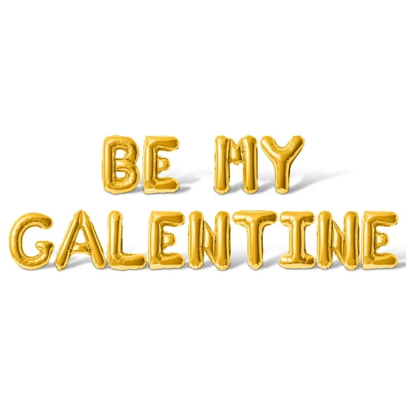 Letter Balloons - BE MY GALENTINE 16" Inch Alphabet Letters Foil Mylar Balloon Galentines Day Party Banner (Gold)