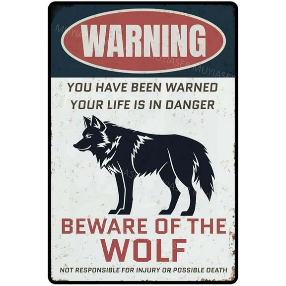 Warning Sign Beware Of The Wolf Metal Tin Signs Door Sign Warning Sign For Zoo Metal Tin Sign 8x12 Inch