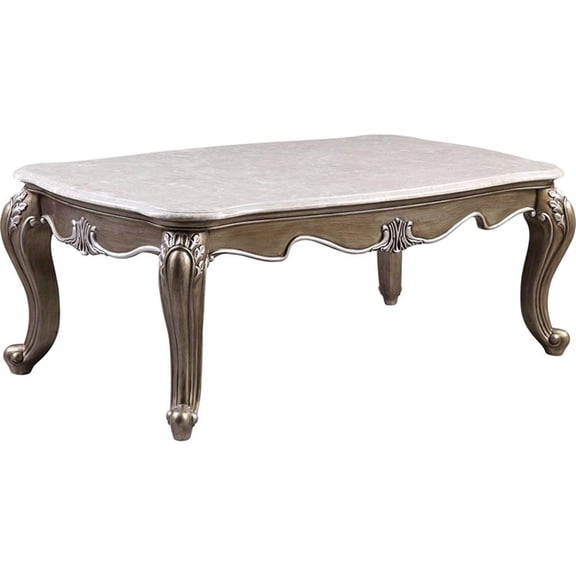 LV00302 - Coffee Table, Marble Top & Antique Bronze Finish - Elozzol