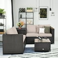 Gymax 4PCS Cushioned Rattan Patio Conversation Set w/ Coffee Table Side Table - image 4 of 10