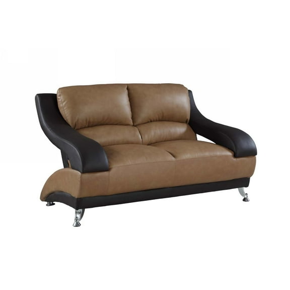 38" Dazzling Twoto Tone Leather Loveseat