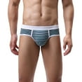 thumbnail image 3 of HIBRO Male Casual Youth Striped Breathable Underwear Pant Solid Mid Waist Briefs, 3 of 4