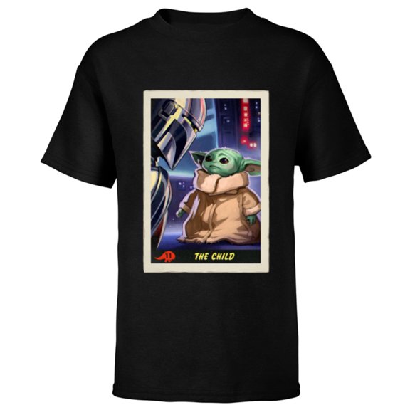 Star Wars The Mandalorian The Child Trading Card - Short Sleeve T-Shirt for Kids - Customized-Black