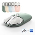 thumbnail image 4 of Graflsoa Silent UV-Coated Wireless Mouse T600 with 2.4G+Bluetooth, Rechargeable 500mAh Battery, Precise DPI Control, and One-Click Desktop Function in Green, 4 of 6