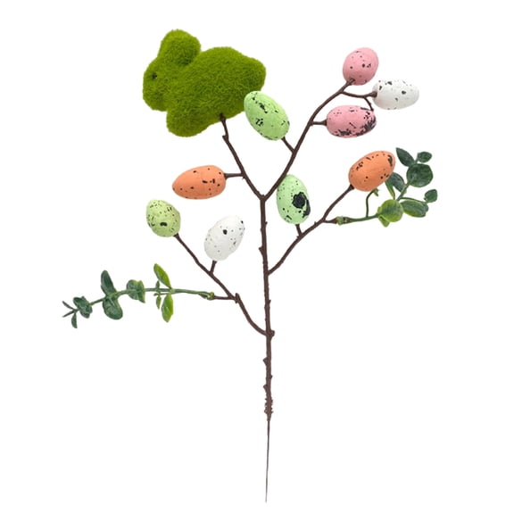 12.2'' Easter Decorations,Artificial Easter Bunny Egg Flowers Decor,DIY Combination Colorful Easter Bouquet Floral Stems Picks Branches with Berries and Eggs for Vase Filler Table Decoration(Green1)