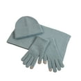 thumbnail image 1 of MIASHUI Solid Color Knit Hat, Scarf, and Gloves Three-Piece Set, Knit Fake Wool Yarn Scarf Red Christmas Hat Set Blue, 1 of 4