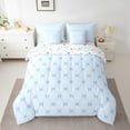 thumbnail image 2 of Erosebridal 7 Pieces Ribbon Bow Comforter Full,Light Blue Girly Bowknot Bedding Set,Cute Fantasy Princess （Comforter+Fitted+Flat Sheet+2 Pillowcases+2 Throw Pillow Covers）, 2 of 5