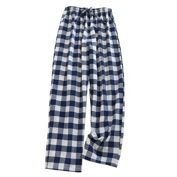 hotojiny Mens Cotton Pajama Pants Lightweight Lounge Plaid Pj Bottoms Soft Comfy Drawstring Loose Fit Sleepwear with Pockets