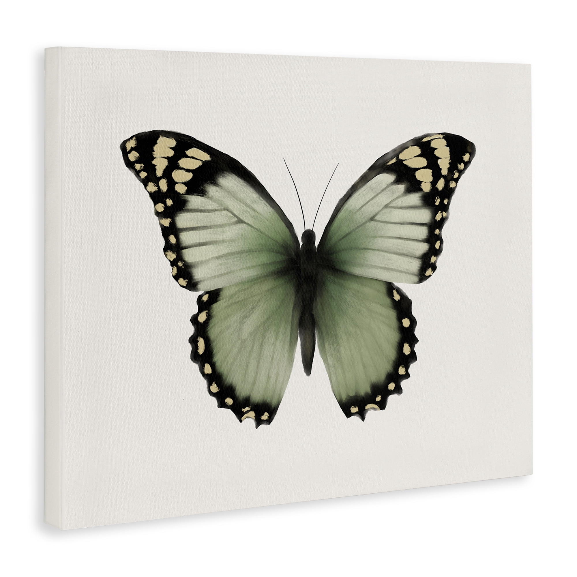 Stupell Industries Green Symmetrical Butterfly Animals Painting Wrapped Canvas Art Print Wall Art, 40 x 30