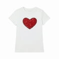 thumbnail image 4 of Erwazi Women's Valentine's Day T-Shirt Sparkle Heart Print Glitter Crew Neck Short Sleeve Tee Tops, 4 of 6