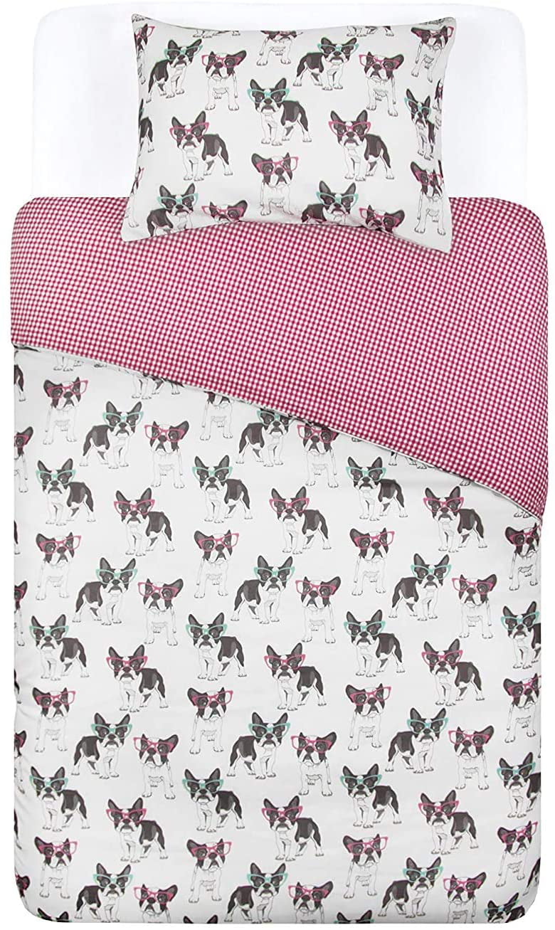 QUEEN KING French Bulldog dog FULL Whimsical Hotel Collection sheet set TWIN 