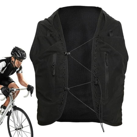 Functional Tacticals Vest Chest Bag Lightweight Phone Holder with Pocket And Storage Fashion Waistcoat for Cycling Running (M Black)