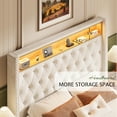 thumbnail image 5 of Merluxy LED Queen Bed Frame,Charging Station and Storage Upholstered Headboard/Velvet/Cream, 5 of 8