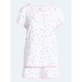 thumbnail image 6 of Joyspun Women's Lightweight Short Sleeve Sleep Tee and Shorts Set, 2-Piece, Sizes XS-3X, 6 of 6