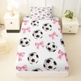 thumbnail image 3 of Erosebridal Cute Bowtie Twin Sheet Sets For Girl,Football Sport Games Ball Theme Kids Bedding 3 Pieces, 3 of 6