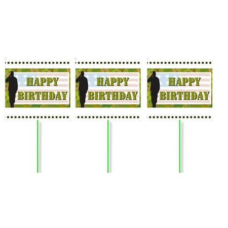 Military Army Man Party Cupcake Picks -12pack