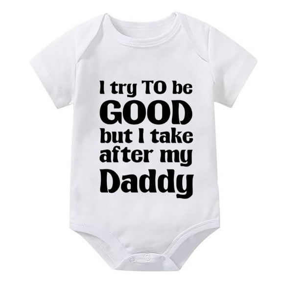 I Try Be Good But I Take After My Daddy Take Home Outfit Short Sleeve Baby Girl Going Home Outfit Newborn White 0-3 Month Bab
