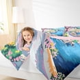 thumbnail image 4 of jejeloiu Coastal Town Watercolor Twin Comforter Sets Kids,Pink Cherry Blossom Bedding Set,Reversible,2pcs, 4 of 8
