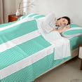 thumbnail image 4 of Castle Fairy Vintage Thin Vertical Stripe King Sheets 4pcs,Bohemian Wide Band Bedding,Teal White,1 Flat Sheet, 1 Fitted Sheet and 2 Pillowcases, 4 of 7