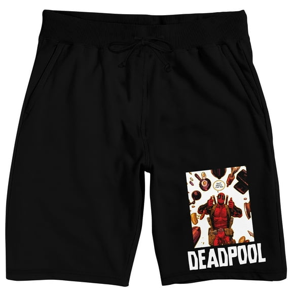 Marvel Universe Deadpool Attack Lounge Men's Black Lounge Shorts-Medium