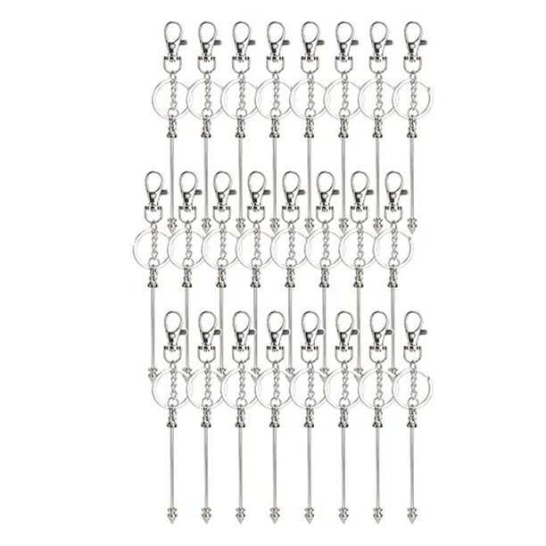 24 Barras para Llaveros con Cuentas, Kit para Hacer Llaveros con Cuentas, Llaveros en , Artículos con Cuentas para Manualidades, Fabricación de Joyas, Plata.