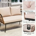 thumbnail image 4 of LAUSAINT HOME 4 Pieces Outdoor Conversation Sets, Patio Metal Frame Sofa with Wood Loveseat and Coffee Table, Beige Cushions, 4 of 10