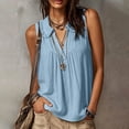 thumbnail image 2 of Kilaqueen Casual Sleeveless Tank Tops for Women, Ruffle Peter Pan Collar Pleated V Neck Flowy Lightweight Solid Boho Blouse Shirts, 2 of 9