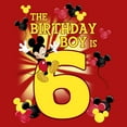 thumbnail image 2 of Boy's Mickey & Friends The Birthday Boy Is 6 Graphic Tee Red Large, 2 of 4